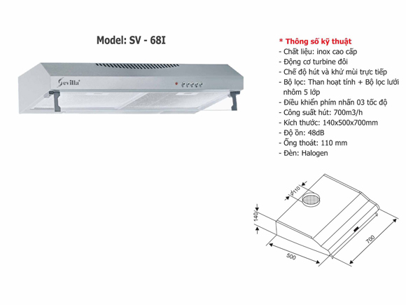 Máy hút khói cổ điển Sevilla SV-68I